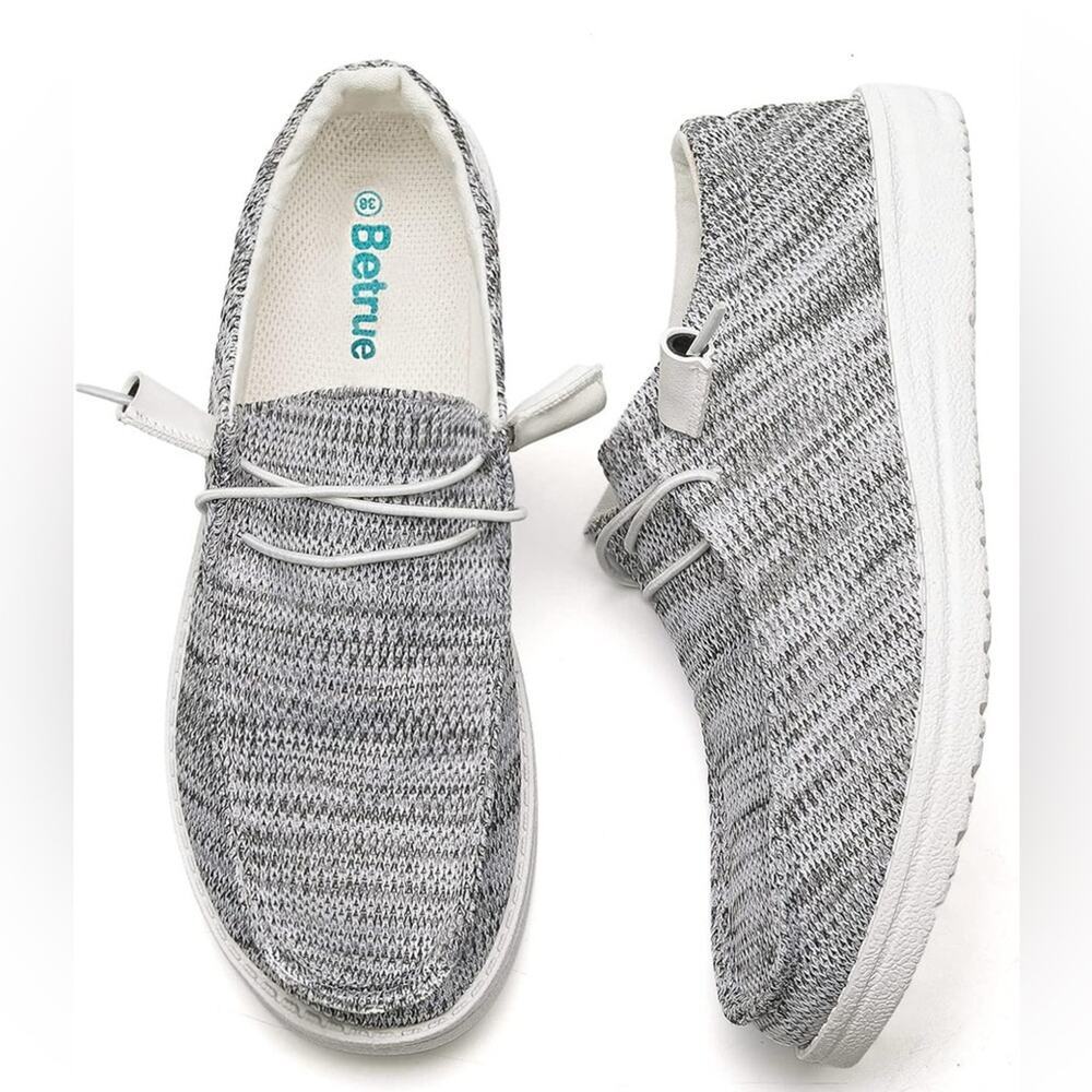 Betrue‎ Womens Lightweight Casual Loafers Slip On Deck Shoes Gray White Size 10